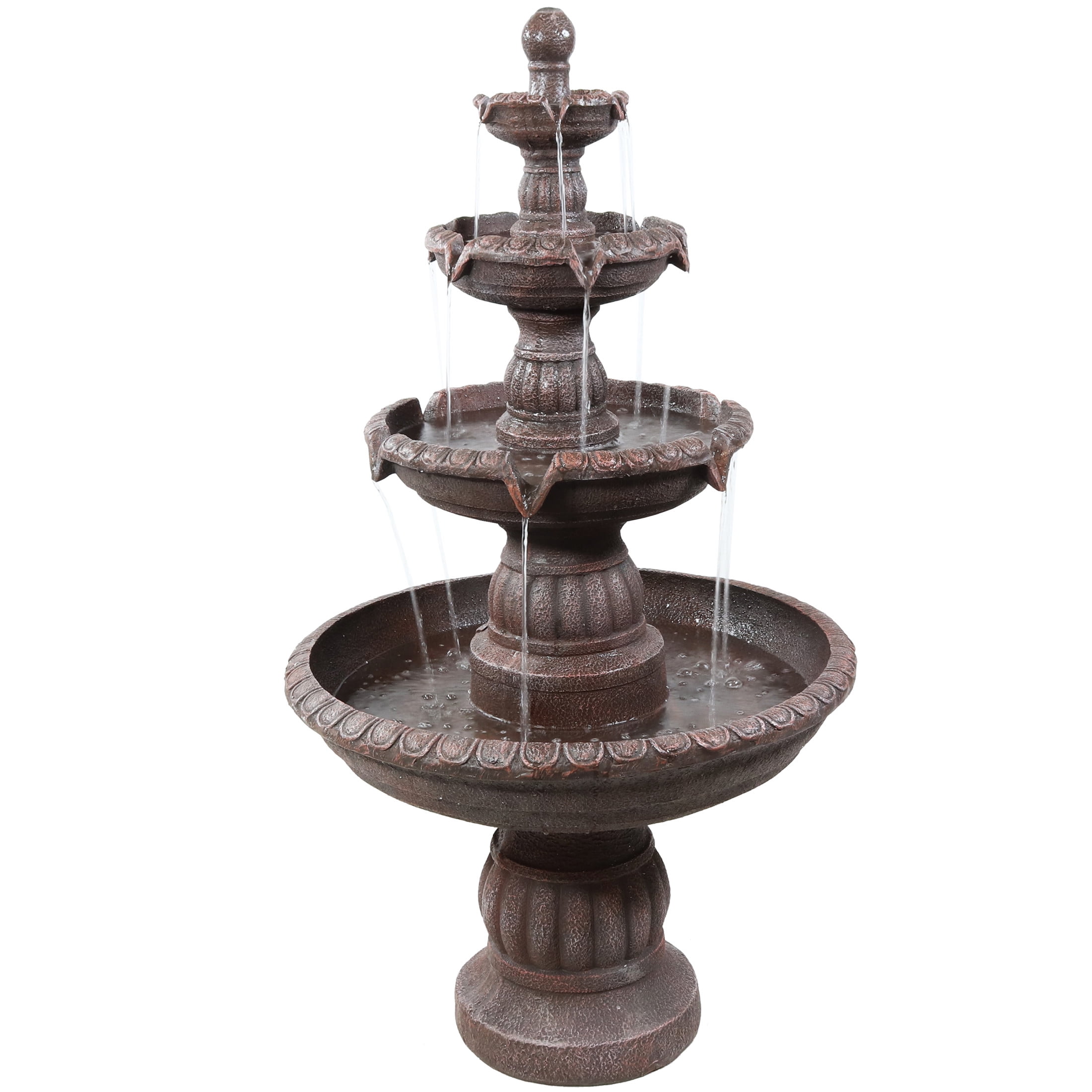 Mediterranean Light Brown Resin 49" 4-Tier Outdoor Fountain