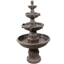 Sunnydaze Mediterranean Light Brown Resin 4-Tier Outdoor Fountain