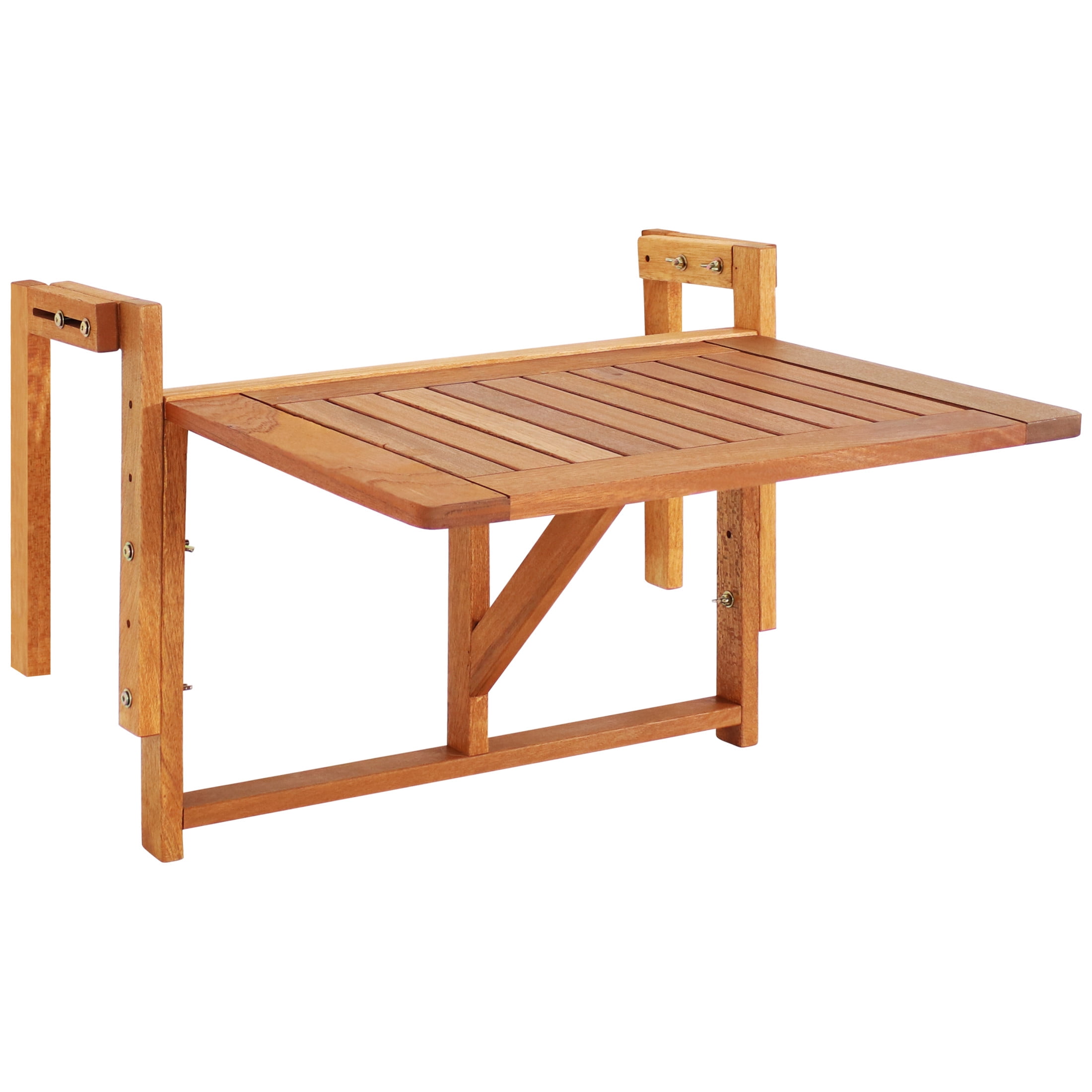 Sunnydaze Brown Meranti Wood Folding Balcony Table