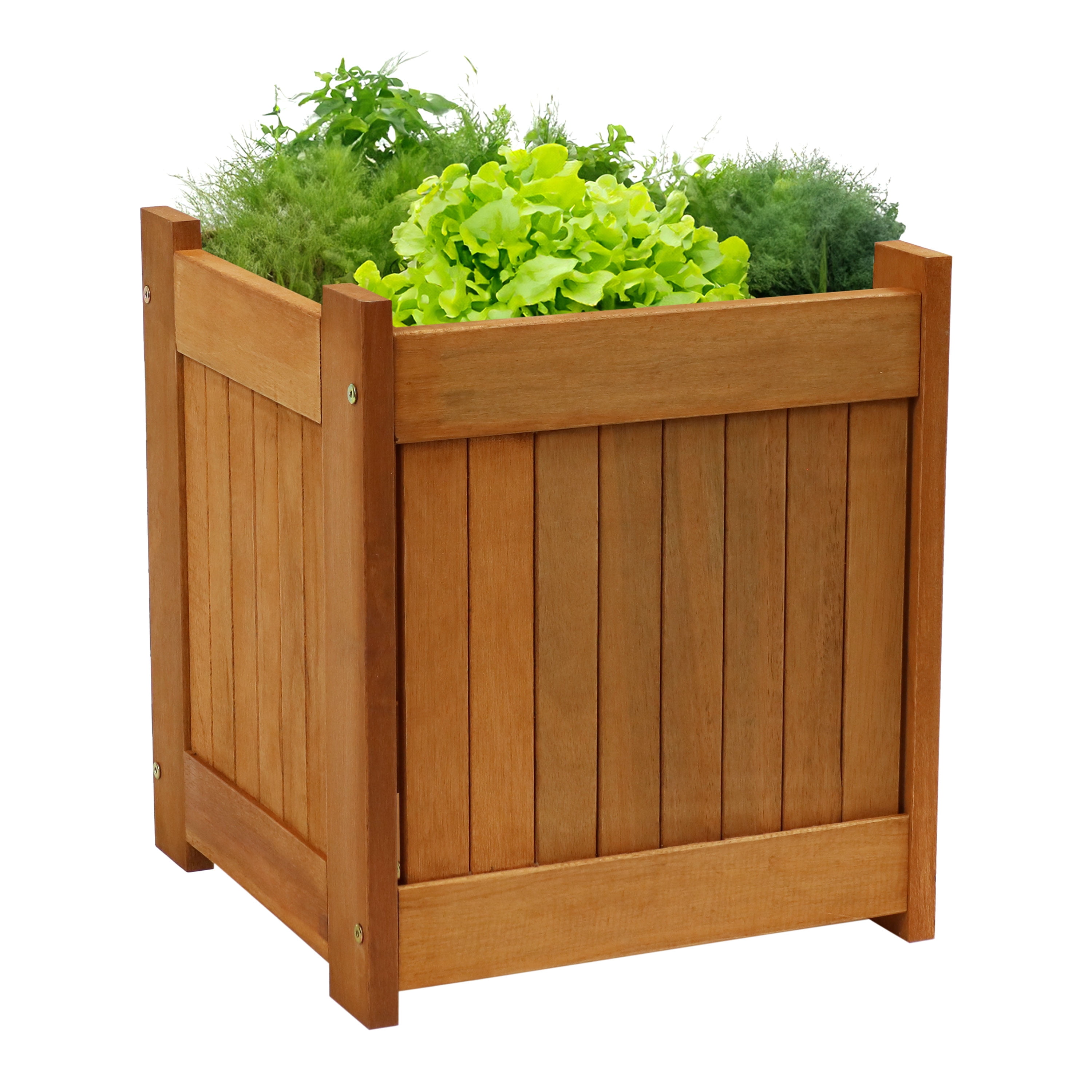 Sunnydaze Meranti 16" Brown Wooden Outdoor Planter Box