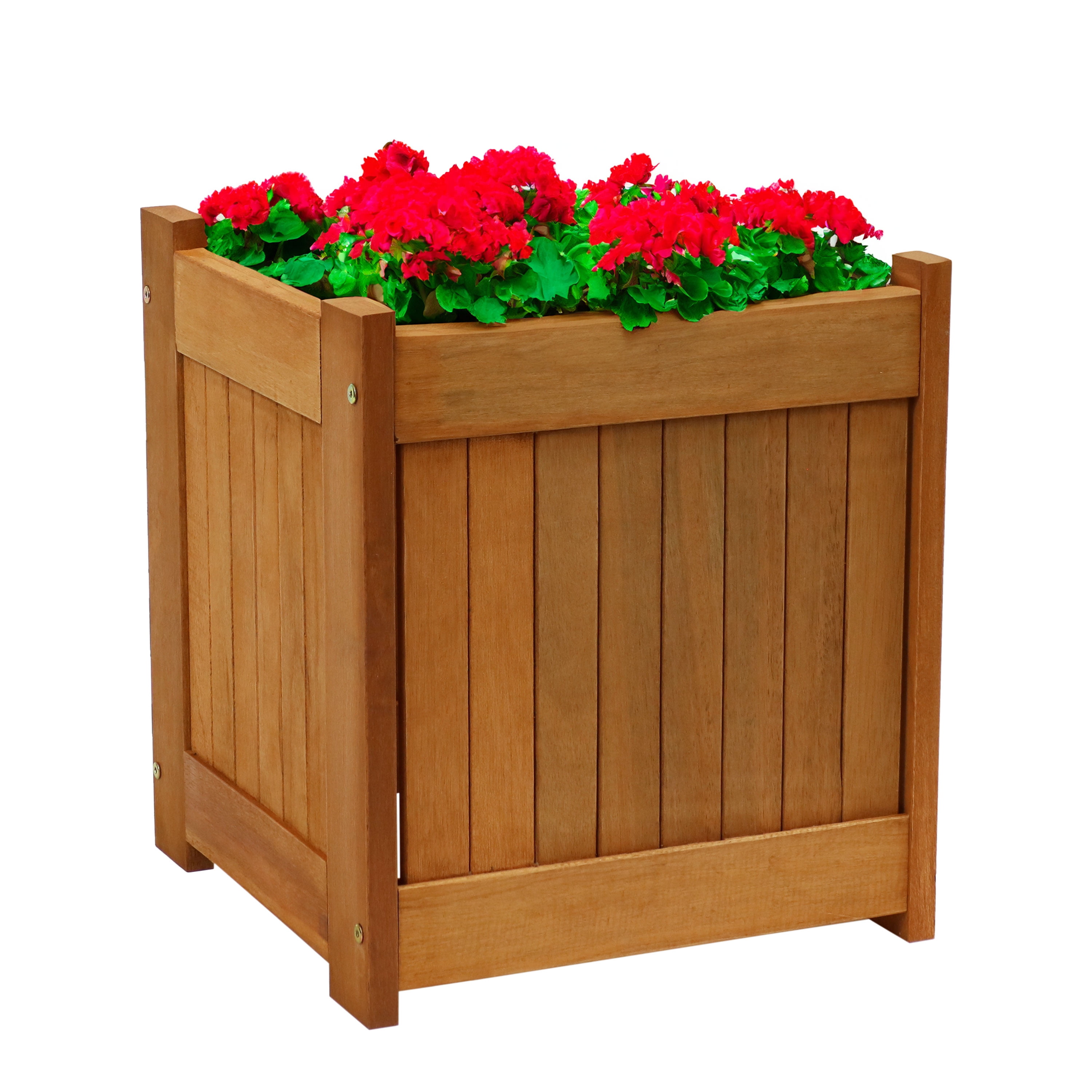 Sunnydaze Meranti 16" Brown Wooden Outdoor Planter Box
