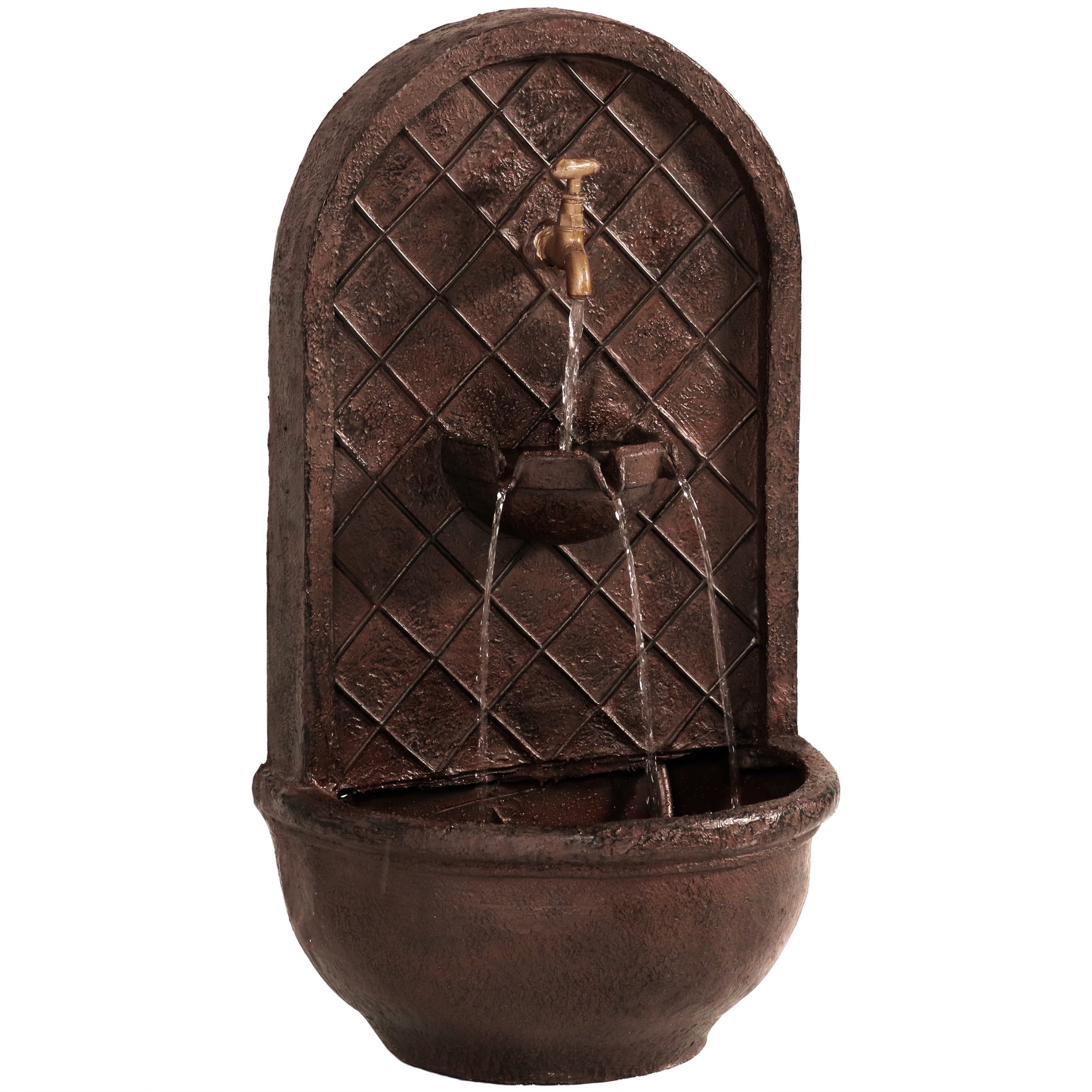 Messina Bronze Polystone Outdoor Wall Fountain, 27"H