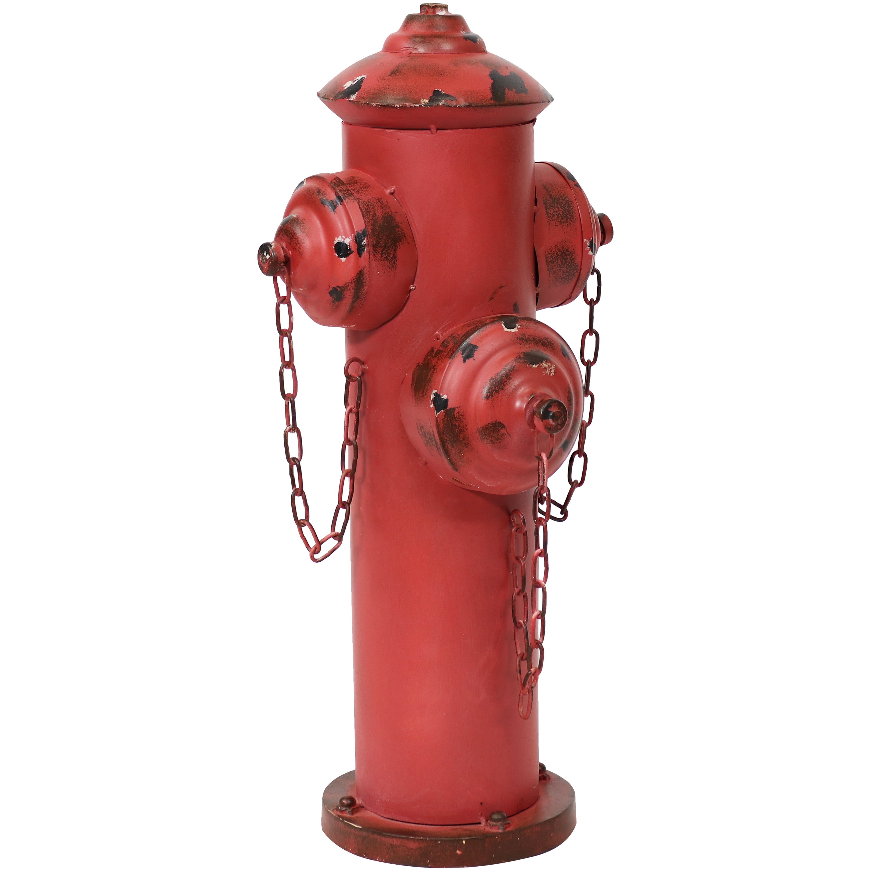 Sunnydaze Metal Fire Hydrant Outdoor Garden Statue Decor with Red