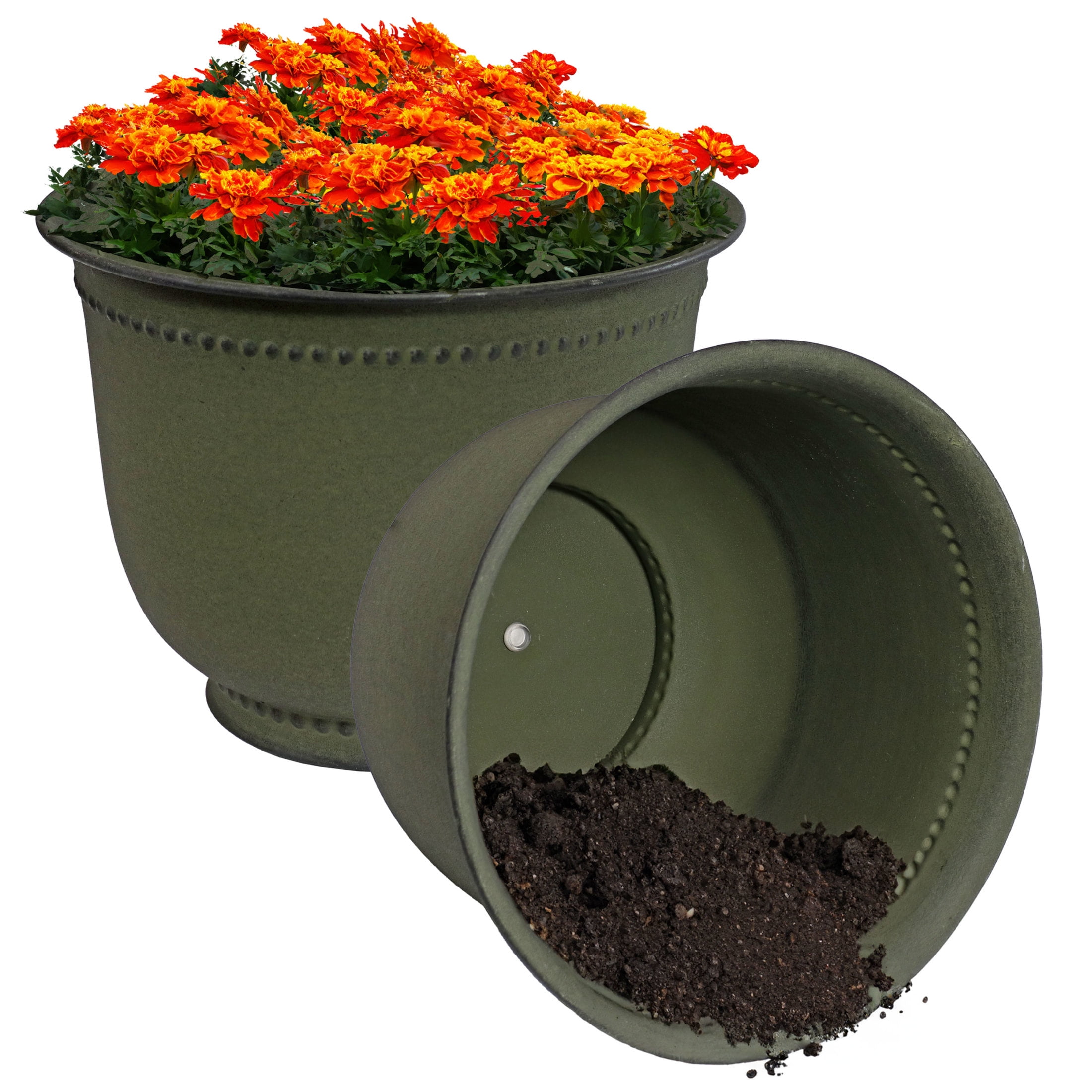 Michael Matte Sage Medium Iron Indoor/Outdoor Planter Set
