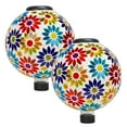 thumbnail image 1 of Sunnydaze Midsummer Dahlias 10" Mosaic Glass Outdoor Gazing Globe with Solar Light - (2 Count), 1 of 9