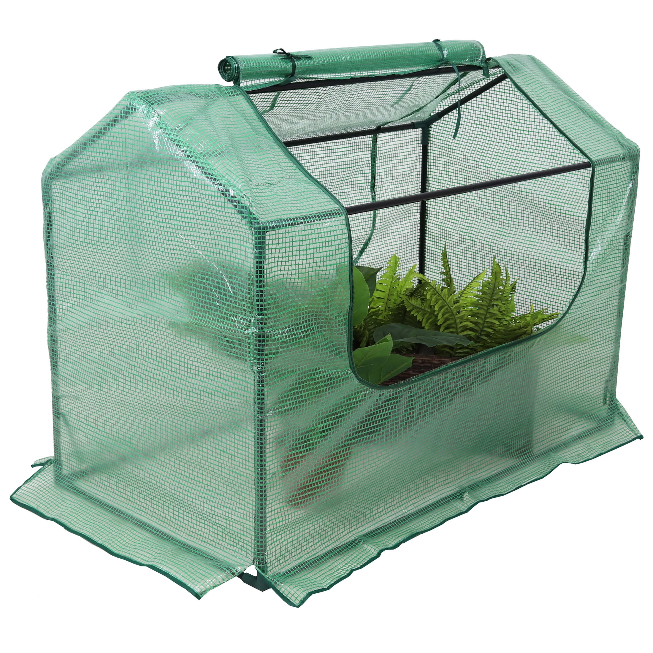 Sunnydaze Green 4' x 2' Iron and PVC Mini Greenhouse