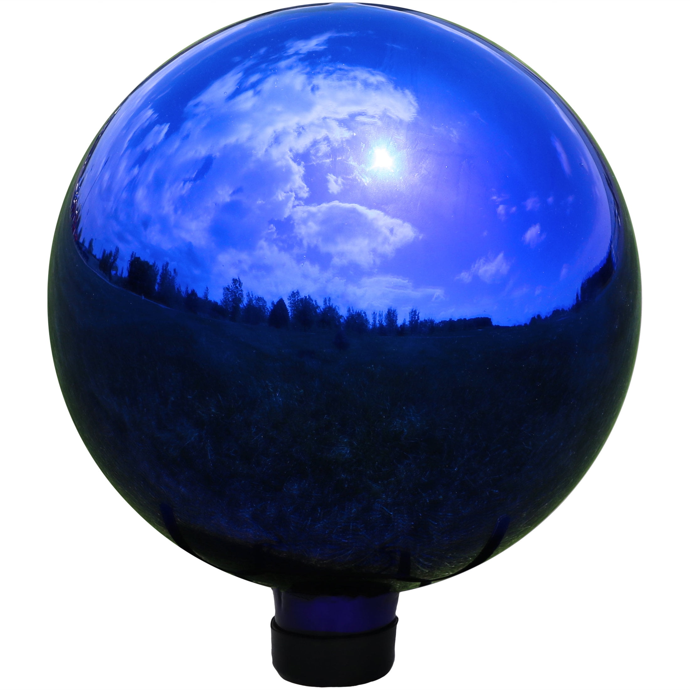 Blue Mirrored Glass Garden Gazing Globe Ball, 10-Inch Diameter