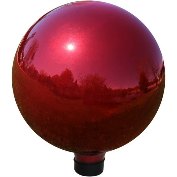 Sunnydaze Mirrored 10" Red Stainless Steel Outdoor Gazing Globe