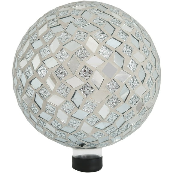Sunnydaze Mirrored Diamond 10" Glass Outdoor Gazing Globe