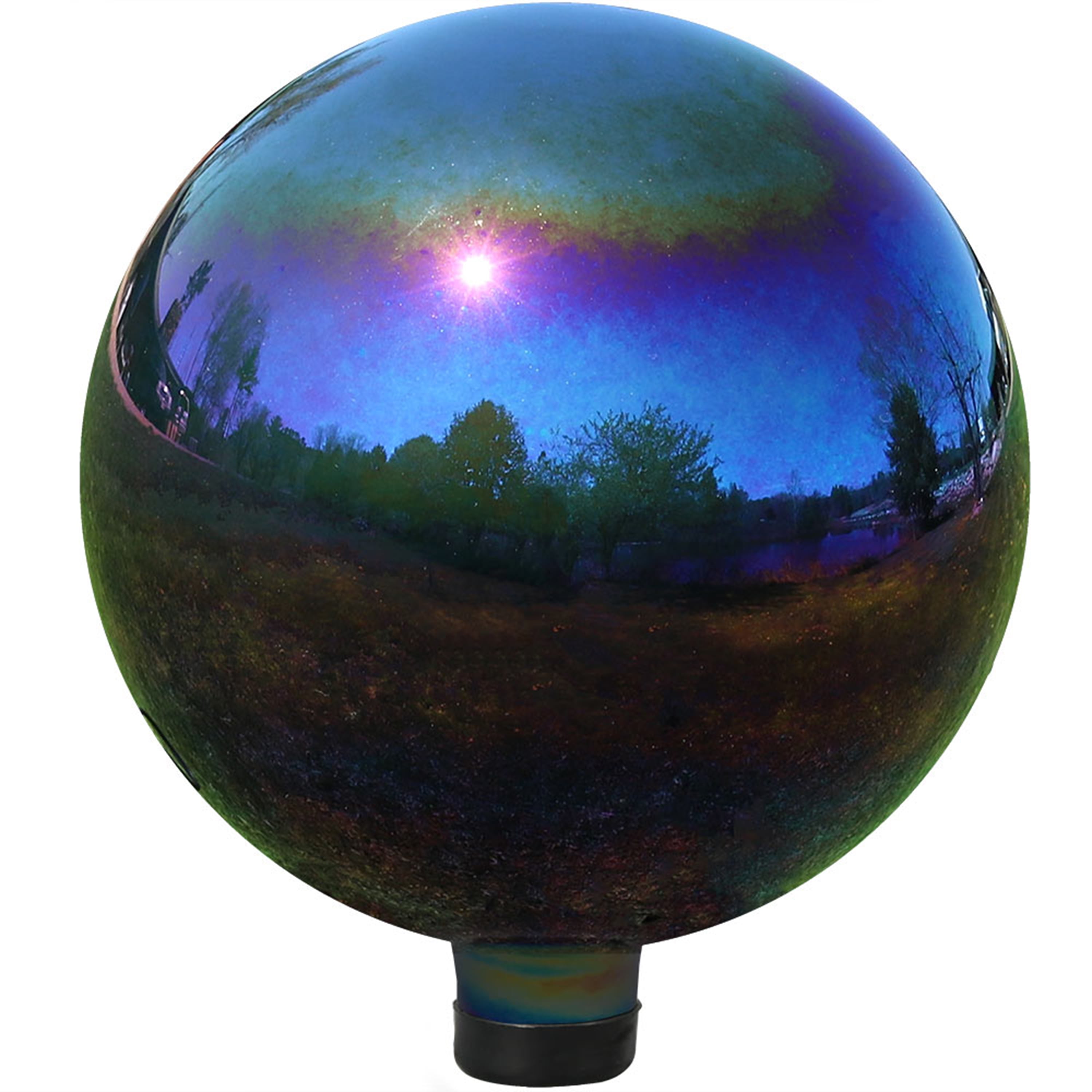 10-Inch Rainbow Mirrored Glass and Stainless Steel Gazing Globe