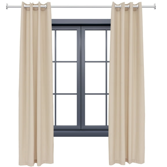 Sunnydaze Modern 2-Piece Beige Solid Light-Filtering Indoor or Outdoor Curtain Set