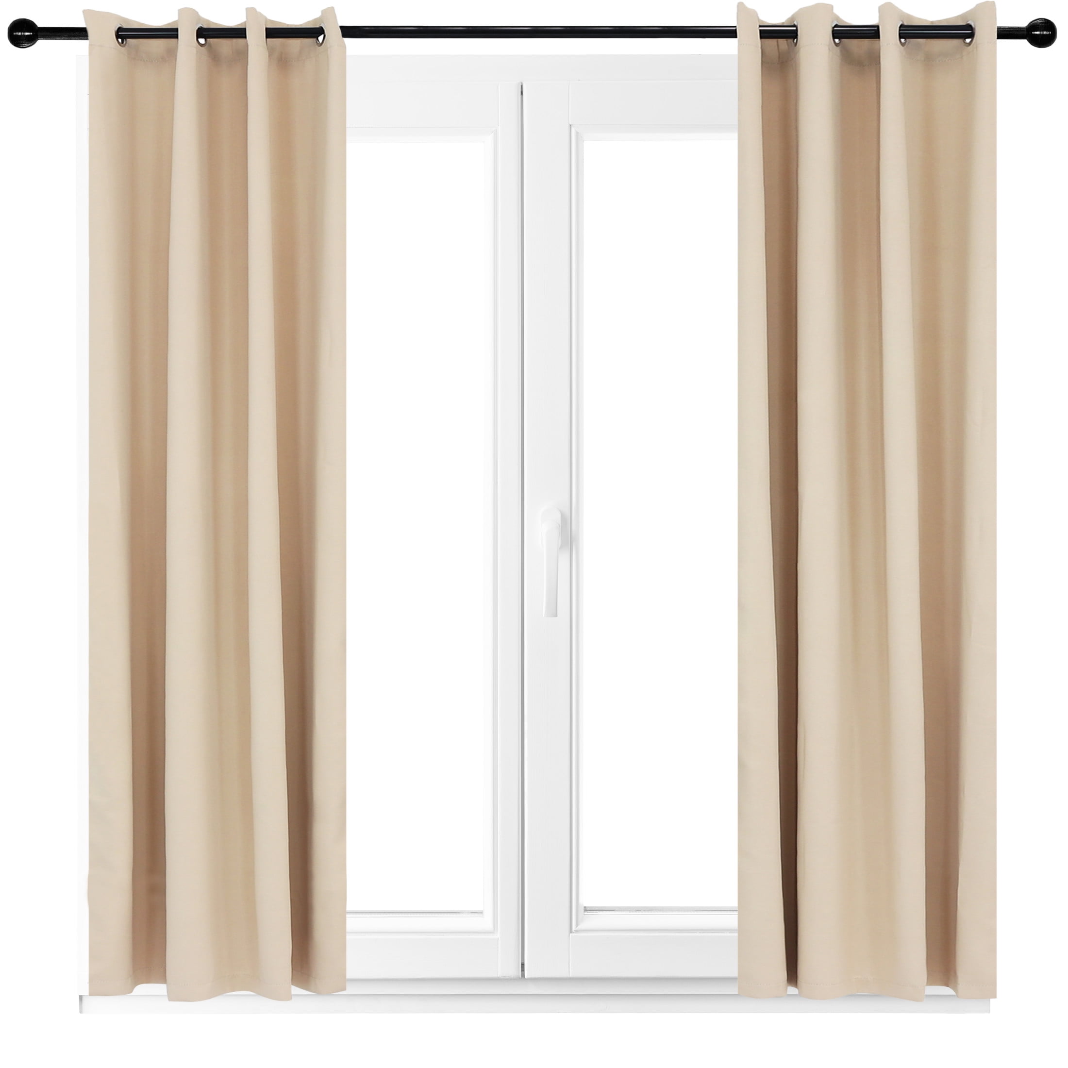 Sunnydaze Modern 2-Piece Beige Solid Room-Darkening Indoor or Outdoor Curtain Set