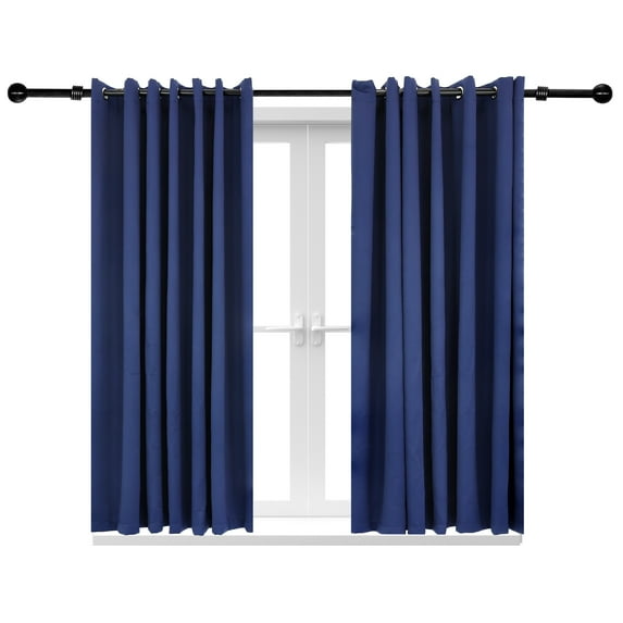 Sunnydaze Modern 2-Piece Blue Solid Blackout Indoor or Outdoor Curtain Set