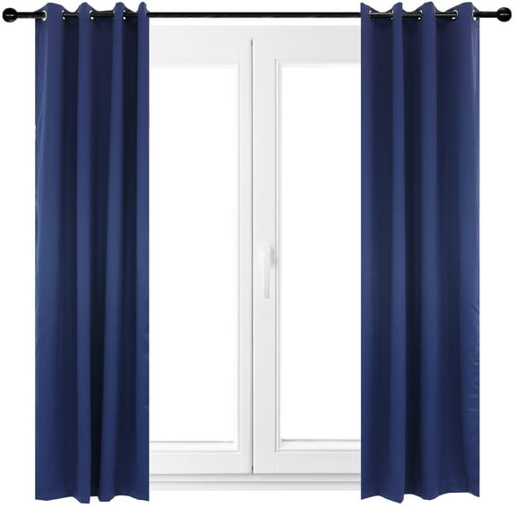Sunnydaze Modern 2-Piece Blue Solid Indoor or Outdoor Blackout Curtain Panel Set