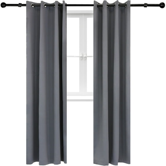Sunnydaze Modern 2-Piece Gray Indoor or Outdoor Blackout Curtain Set