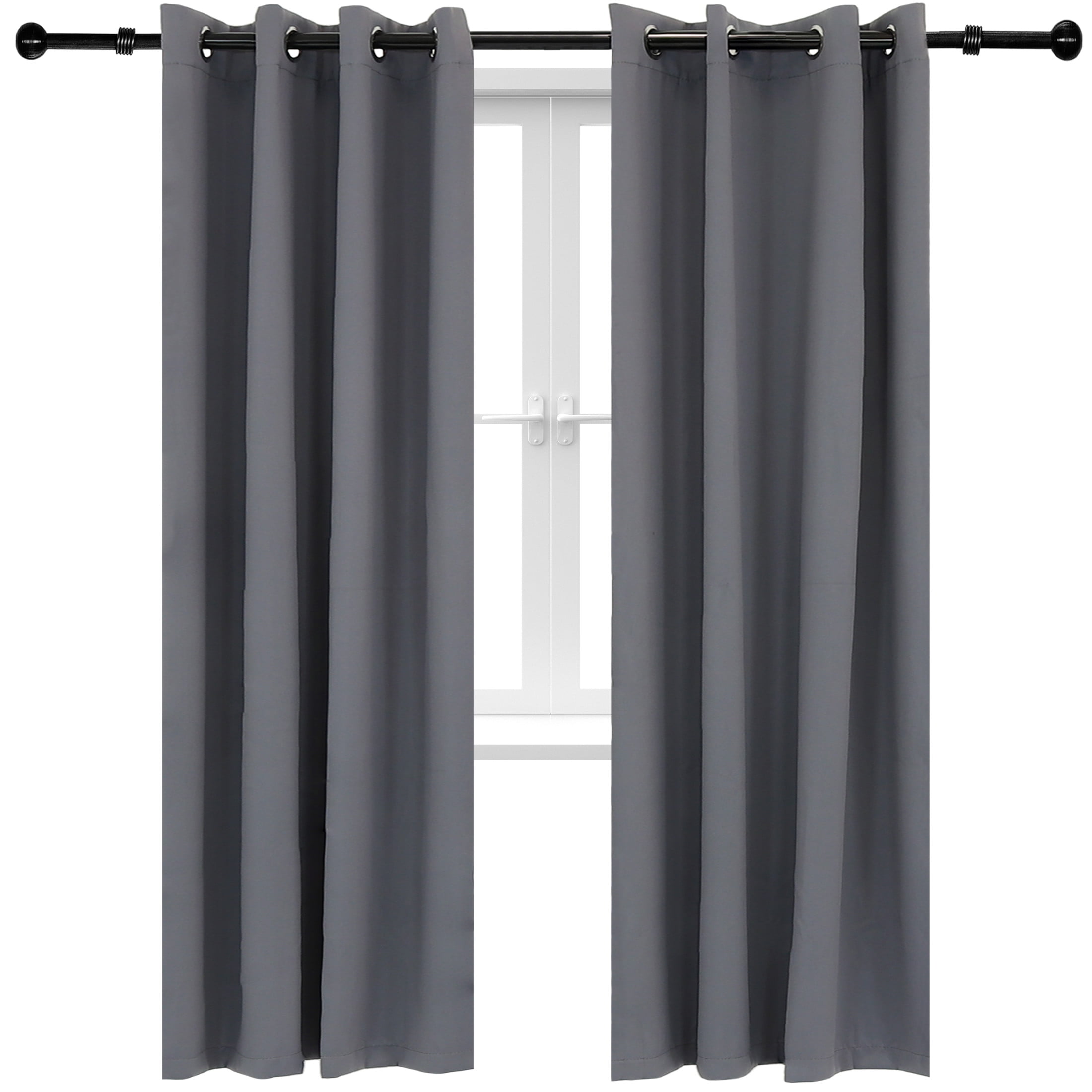 Sunnydaze Modern 2-Piece Gray Solid Blackout Indoor or Outdoor Curtain Set