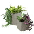 thumbnail image 1 of Sunnydaze Modern Assorted Square Gray Polyrattan Indoor Planter with Liner 2-Count, 1 of 8