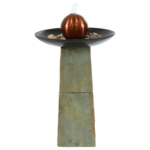 Sunnydaze Modern Decorative Orb Slate Outdoor Water Fountain