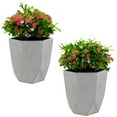 thumbnail image 1 of Sunnydaze Modern Faceted 14.75" x 14.75" x 14" Octagon Gray Polyresin Outdoor Planter 2-Count, 1 of 6