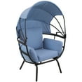 thumbnail image 1 of Sunnydaze Modern Luxury Aluminum Outdoor Egg Basket Chair with Retractable Canopy, Blue, 1 of 13