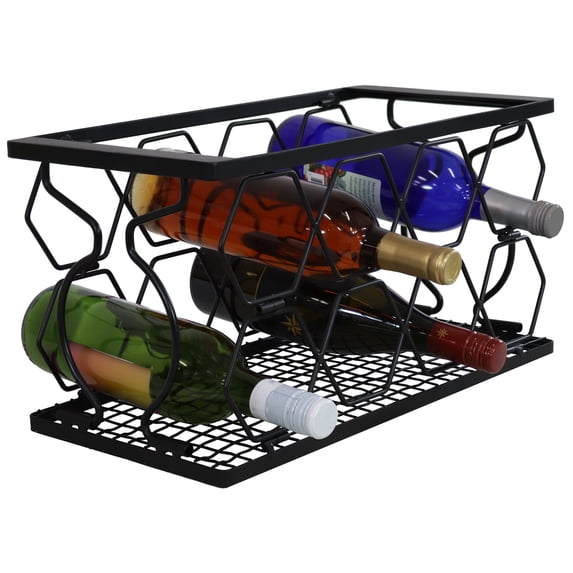 Sunnydaze Modern Metal Freestanding Folding 8-Bottle Small Countertop Wine Rack