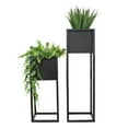 thumbnail image 1 of Sunnydaze Modern Simplicity Assorted Square Black Metal Outdoor Planter 2-Count, 1 of 10