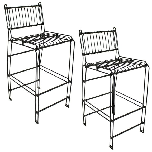 Sunnydaze Modern Steel Wire Outdoor Bar Stool - Set of 2, Black
