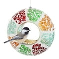 thumbnail image 1 of Sunnydaze Mosaic Glass Fly-Through Hanging Bird Feeder, 1-Cup Capacity, Summer Mosaic, 1 of 15