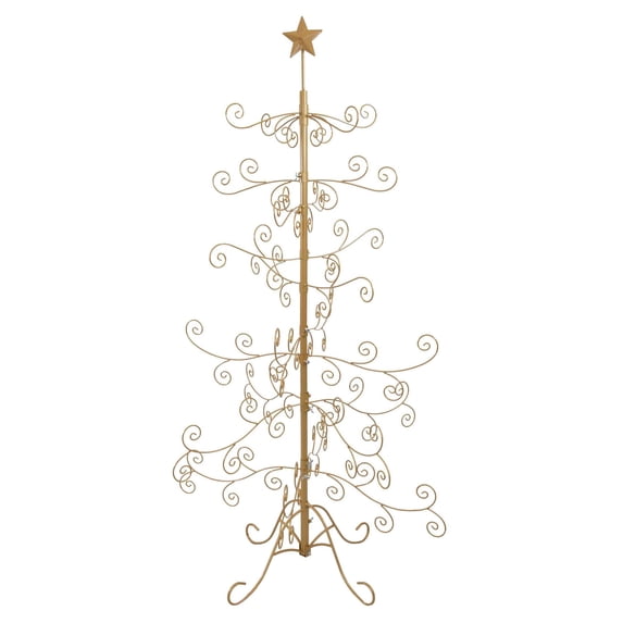 Sunnydaze Noelle Christmas Tree Ornament Display with Hooks 5 ft, Gold