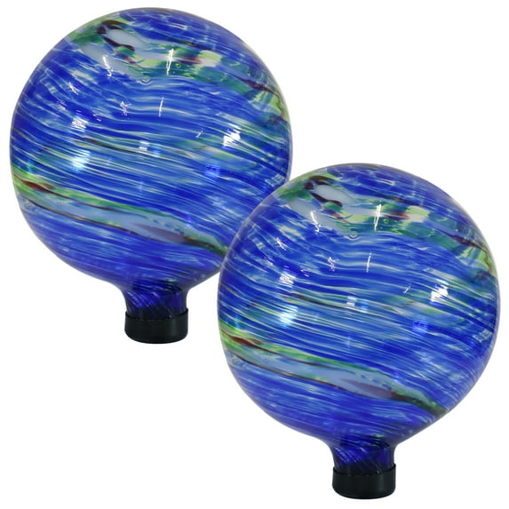 Sunnydaze Northern Lights 10" Glass Outdoor Gazing Globe (2 Count)