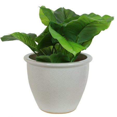 Sunnydaze Ocean Villa 15" x 15" x 12" Round Pearl Ceramic Outdoor Planter