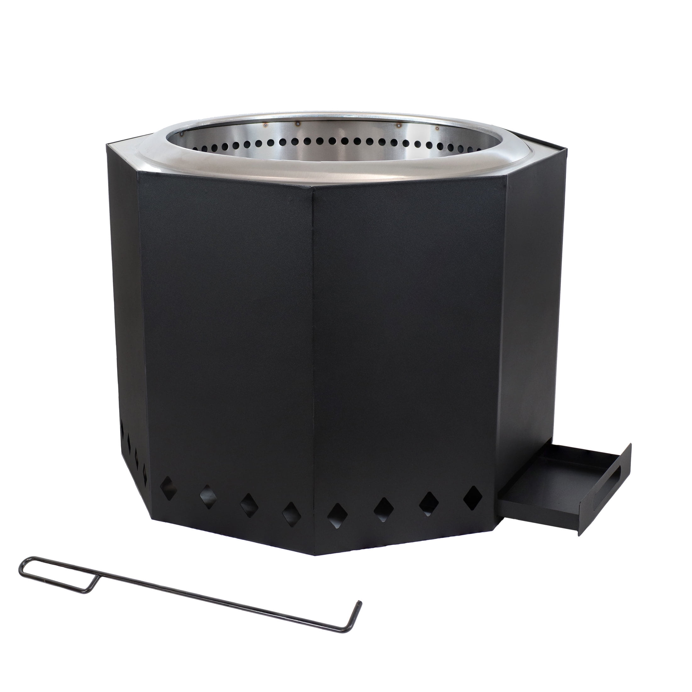 Sunnydaze Black Stainless Steel Smokeless Wood-Burning Fire Pit