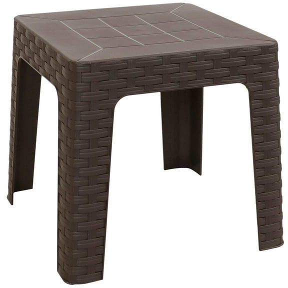 Sunnydaze Outdoor Contemporary Plastic Square End Table, Brown
