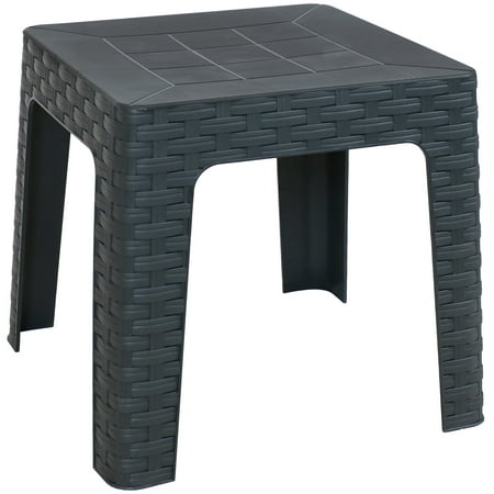 Sunnydaze Outdoor Contemporary Plastic Square End Table, Gray