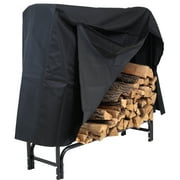 Sunnydaze Outdoor Firewood Log Rack with Cover Combo - Black - 4'
