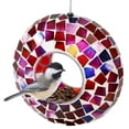 thumbnail image 1 of Sunnydaze Outdoor Garden Patio Round Glass with Mosaic Design Hanging Fly-Through Bird Feeder - 6" - Crimson, 1 of 16