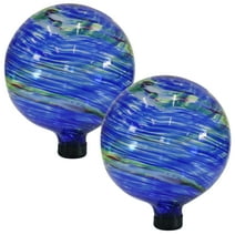 Sunnydaze Outdoor Glass Gazing Globe - 10" - Northern Lights - Set of 2