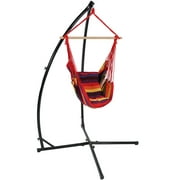 Sunnydaze Outdoor Hanging Hammock Chair Swing and X-Stand Set - Sunset