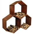 thumbnail image 1 of Sunnydaze Outdoor Honeycomb Cold-Rolled Steel 3-Piece Firewood Log Rack Set, 1 of 11