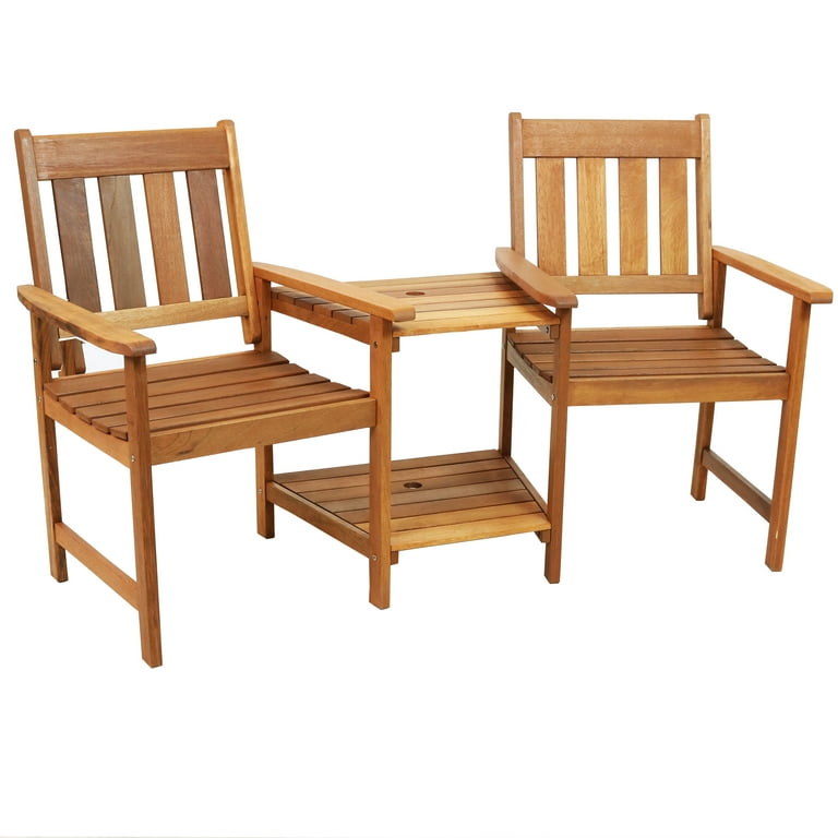 Sunnydaze Outdoor Meranti Wood with Teak Oil Finish Jack and Jill