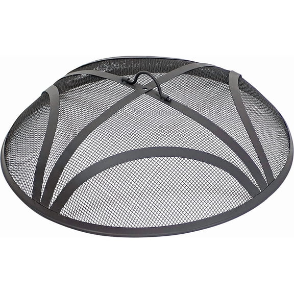 Sunnydaze Outdoor Patio Fire Pit Screen - Reinforced Steel Mesh Round Fire Pit Spark Screen with Handle - 22" Diameter