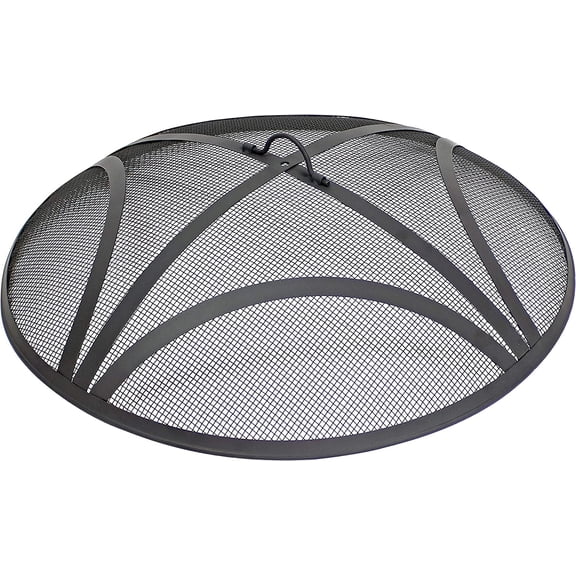 Sunnydaze Outdoor Patio Fire Pit Screen - Reinforced Steel Mesh Round Fire Pit Spark Screen with Handle - 30" Diameter