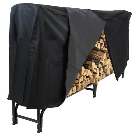 Sunnydaze Outdoor Powder-Coated Steel Firewood Log Rack with Protective PVC Cover
