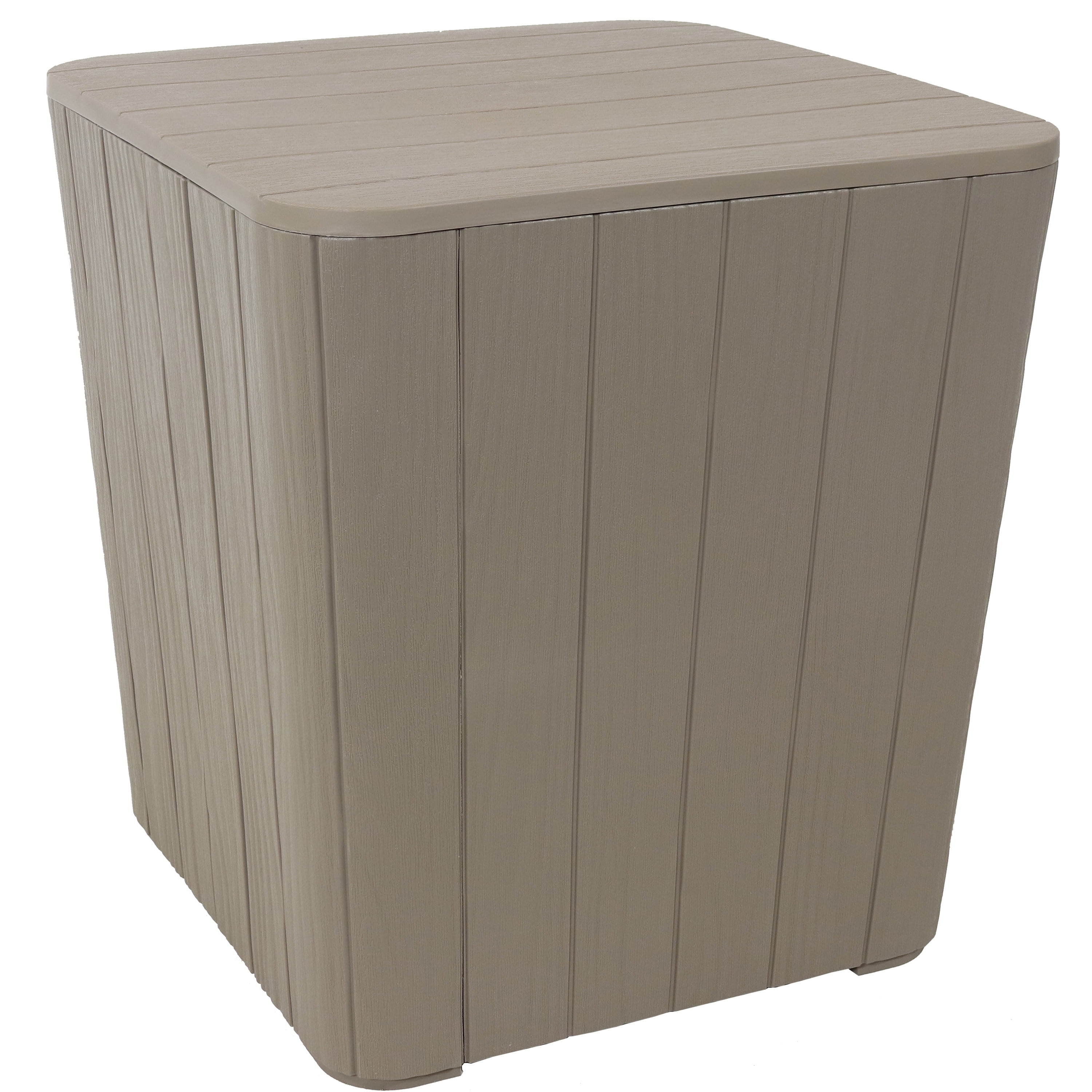 Driftwood Faux Wood Outdoor Storage Side Table with 11.5-Gallon Capacity