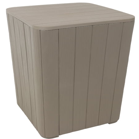 Sunnydaze Outdoor Side Table with Storage - Wood Look - 11.5 Gal. - Driftwood