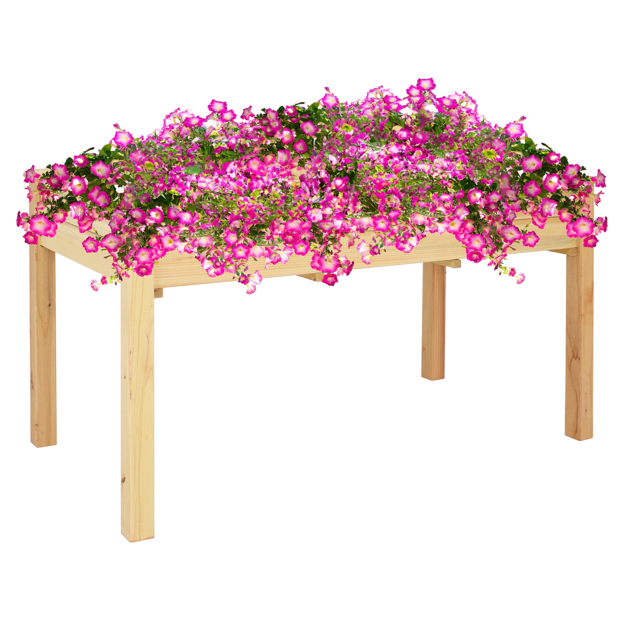 Light Brown Fir Wood Elevated Garden Planter Box