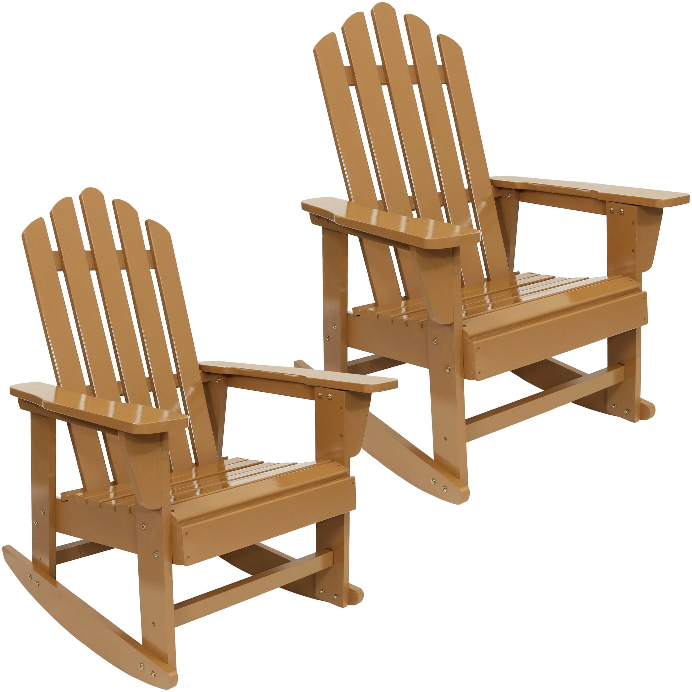 Light Brown Fir Wood Adirondack Rocking Chair with Cedar Finish