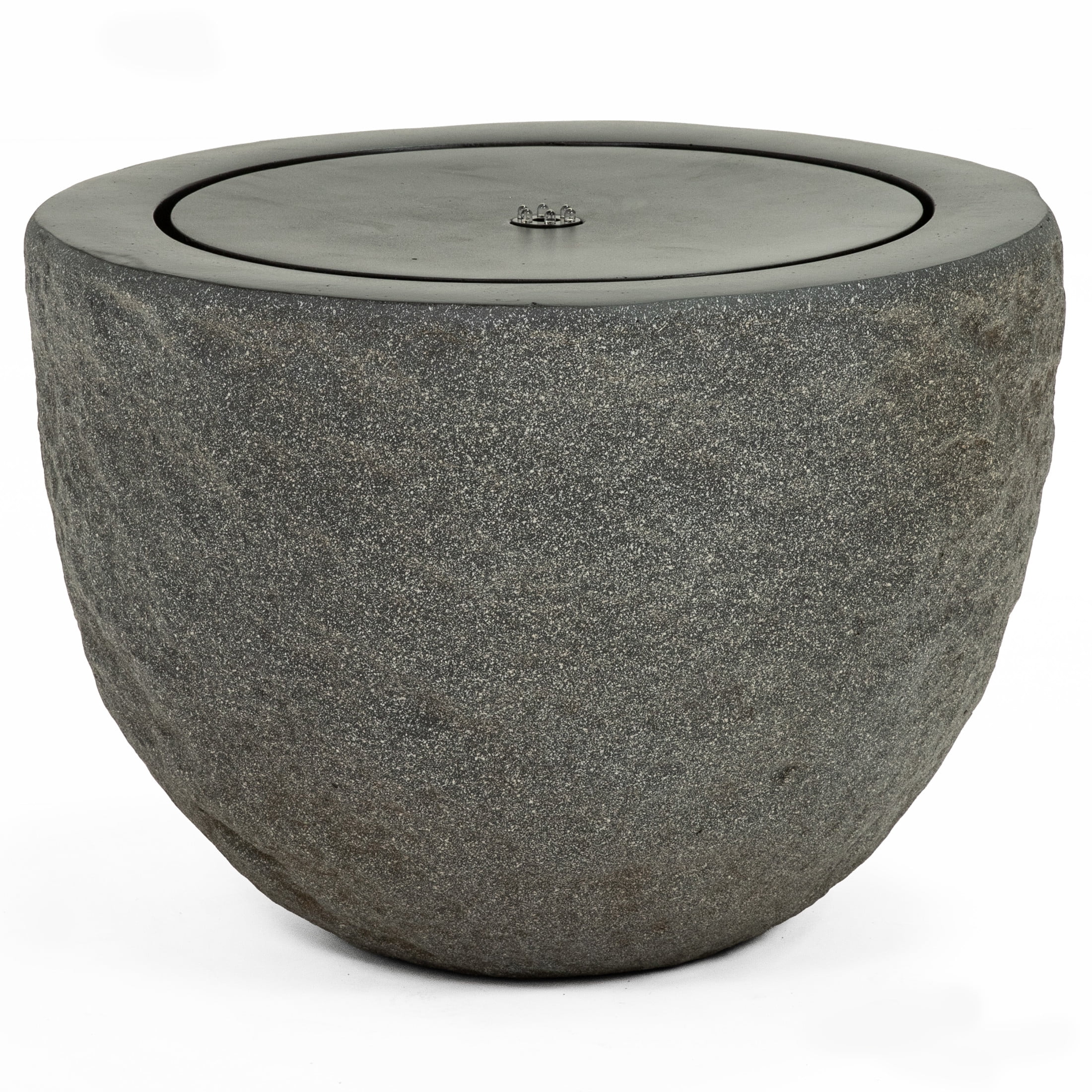 Sunnydaze Oval Bowl Gray Outdoor Bubble Fountain, LED Light