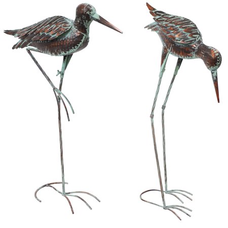 Sunnydaze 29.5" Crane Iron Set of 2 Outdoor Statues