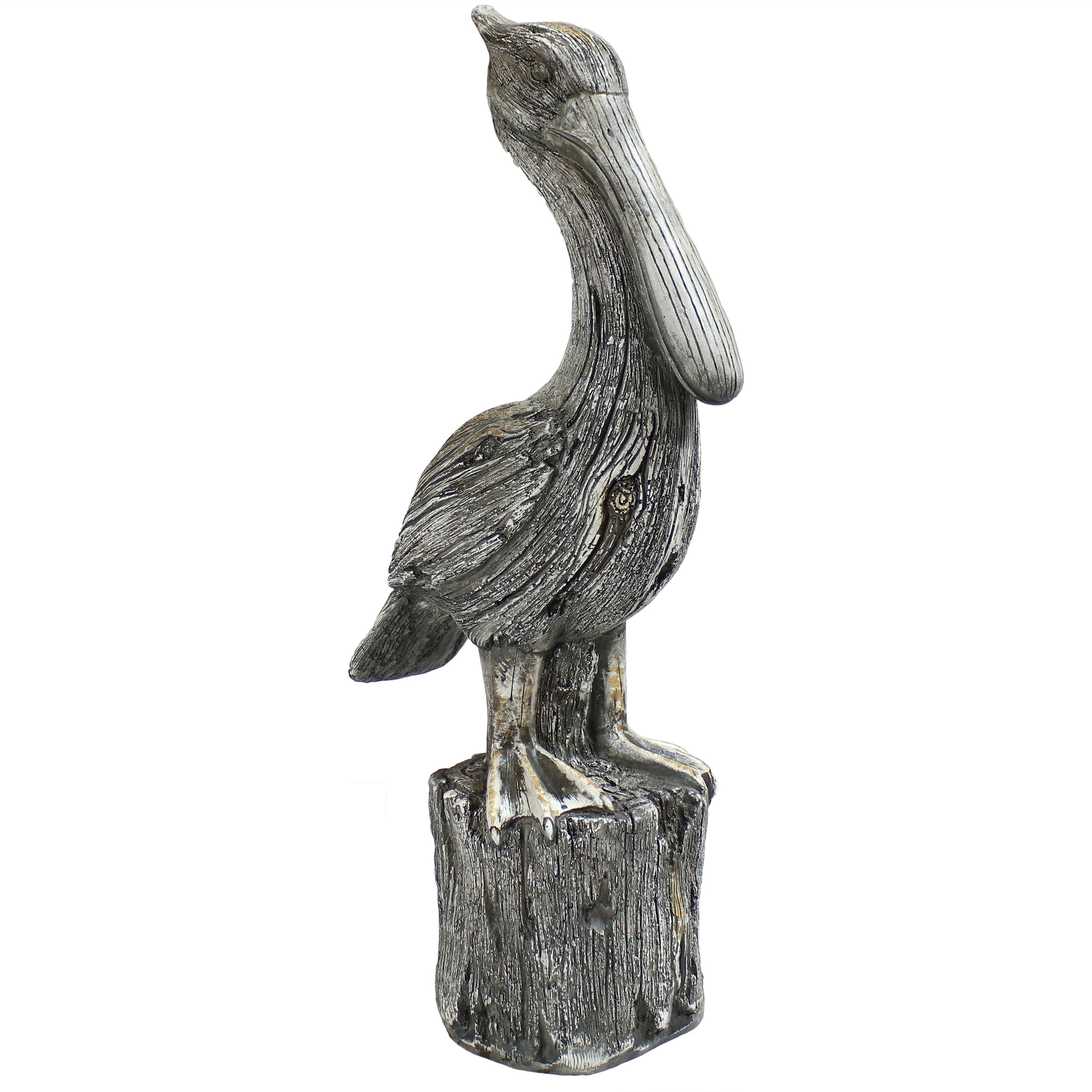 Gray Polystone Nautical Pelican Garden Statue 22-Inch